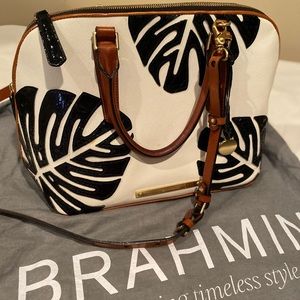 Brahmin White/Black Palm Bag